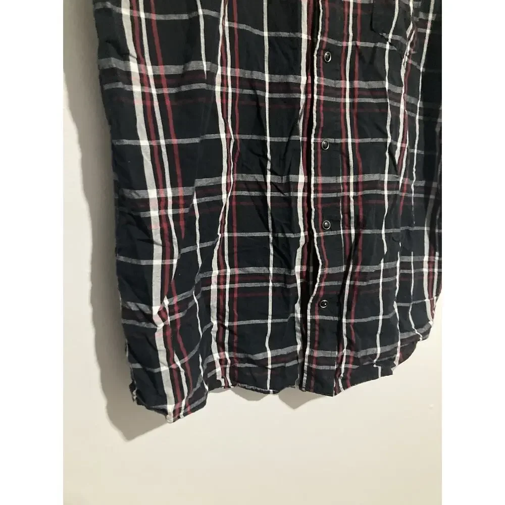 Levis Cutoff Sleeveless Shirt Vest Mens M Black Red White Button Down Flannel